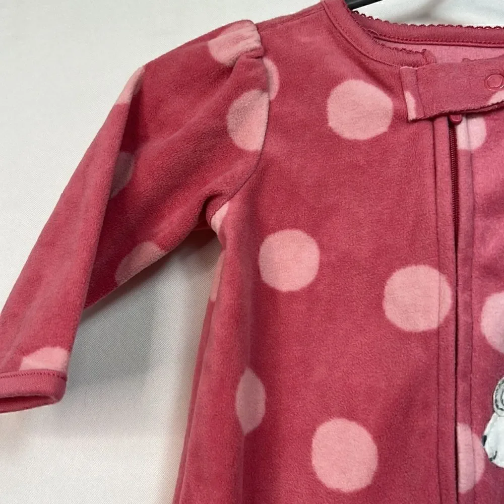Carter’s Child of Mine Punk Polkadot Sheep Fleece Sleep and Play 3-6 months EUC